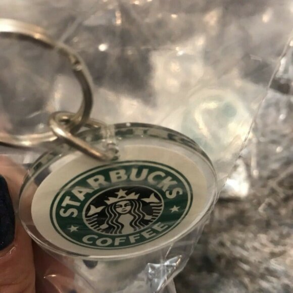 Starbucks Original Logo Keychain Lucite Pendant Fob Coffee Key Ring Vintage - Picture 5 of 9